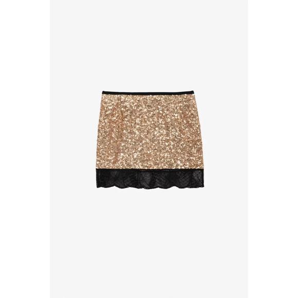 NEW ZADIG & VOLTAIRE justicias sequin skirt in gold - Picture 4 of 4